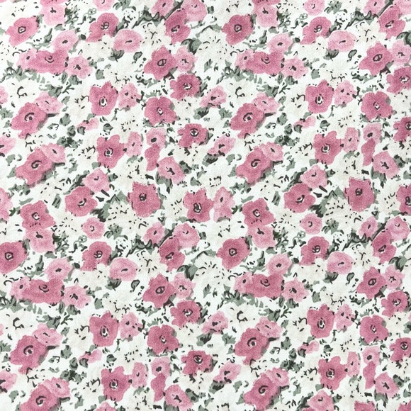 Lush Pink Floral Cottagecore Puff Sleeve V-Neck A-Line Dress Size Large - Picture 2 of 12